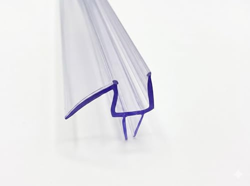 KRISTHAL Dusch-Türdichtung mit doppelter Dichtlippe unten und Abtropfleiste aus hartem Kunststoff, hochtransparent, 200 cm Länge, für 6 mm Glasstärke - Art.Nr. S009B1.6