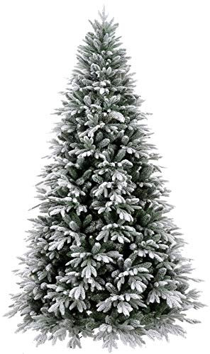 Giulia Grillo Weihnachtsbaum 180 cm beschneit – 2531 Zweige, Real Touch PE/PVC, einfacher Aufbau mit Schirmmechanismus, Luxus-Tannenbaum weiß