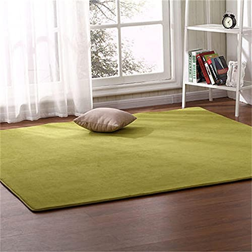 Alfombra de Terciopelo Coral Grueso de Color sólido Calidad Amarillo verde Suave Lavable Antideslizante Grande Rugs Minimalista Moderna Sala De Estar Dormitorio Tatami Gateando Estera -100×200cm