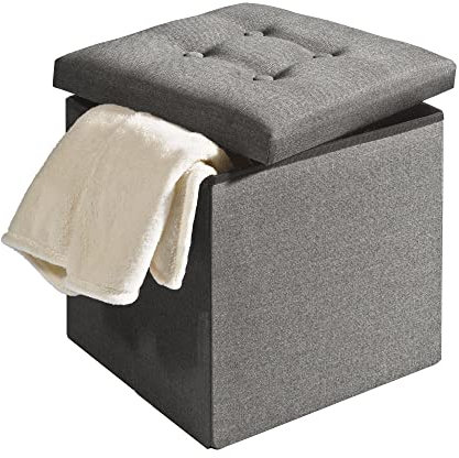 CelinaTex Falthocker 38 x 38 x 38 cm grau Sitztruhe mit Stauraum Truhe faltbar mit Deckel gepolstert Aufbewahrungsbox