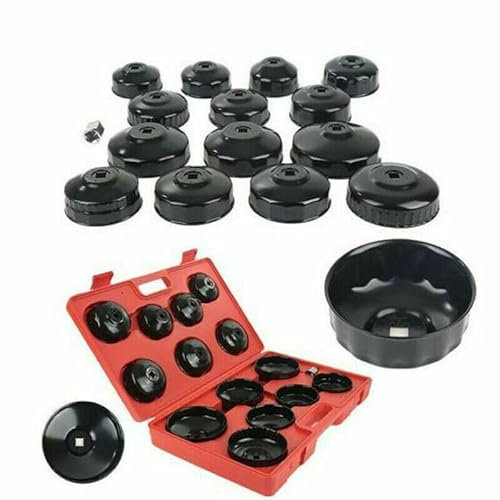 TANIASHOP set chiave a tazza per filtro olio, tappi universali per filtro dell'olio motore cambio auto universale kit 15 pezzi in valigetta