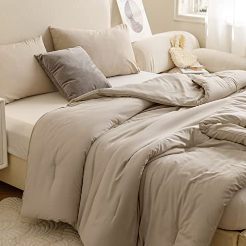ROSGONIA Juego de edredón tamaño King, Color Avena, 3 Piezas (1 edredón Bohemio y 2 Fundas de Almohada), Ropa de Cama para Todas Las Estaciones, Colcha Suave y Ligera para Regalo