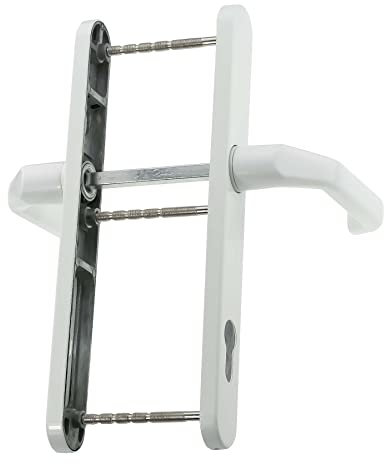 INTRA-TEC Schmalrahmengarnitur Alu weiß Drücker-Drücker 92 mm, PZ, Vierkant 8 mm, Maße 30x246x10 mm