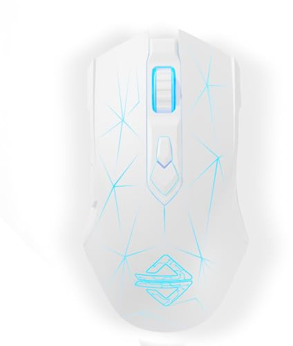 AJ52PRO Wireless Gaming Maus, 10K DPI Sensor, Tri Mode, kabellos - RF2.4G/BT5.0/USB Wired, Rainbow Beleuchtung, 8 Programmable Tasten, Ultraleicht Wiederaufladbare für PC/Mac-Weiß