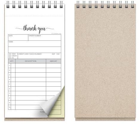 321Done Thank You Receipt Book, 3.4x5.5 2-Part Carbonless Spiral Bound - Made in USA, Receipt Book with Carbon Copies for Small Business, 50 White/Yellow Pages