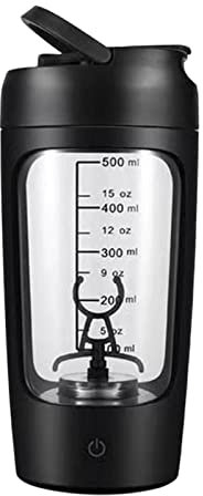 MagiDeal Hochwertige elektrische Protein-Shaker-Flasche, tragbarer 650-ml-Mixbecher, wiederaufladbare USB-Shaker-Becher für Protein-Shakes, Schwarz