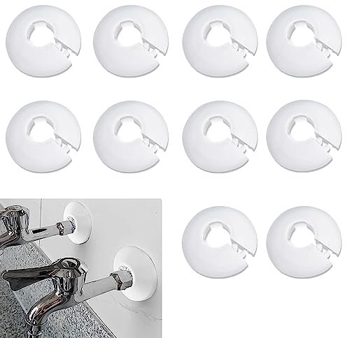 10 Pcs Radiator Pipe Cover, White Plastic Pipe Covers Sleeve, Plastic White Collars Tidy Decoration for 16 mm Diameter Pipe, White Radiator Pipe Covers, Covers for Radiator Pipes