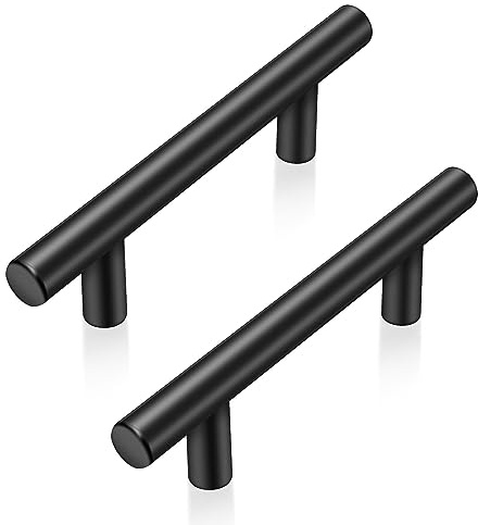 Onateel 30 Pack 5 Inch Cabinet Handles Matte Black Cabinet Pulls Stainless Steel Drawer Handles for Kitchen Cabinet Hardware 3 Inch Hole Centers