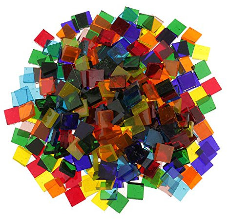 Mosaikfliesen aus Glas, verschiedene Farben, transparent, für Bastelarbeiten, 10 mm, 250 Stück