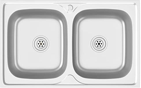 Homgoday Lavello Cucina Doppia Vasca 800x500x155 mm Argento Aiaio Inox, Mobili per Casa Interno Esterno Soggiorno Camera da Letto