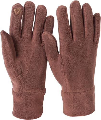 styleBREAKER Damen Touchscreen Handschuhe Fleece | Leitfähige Fasern für Displays, wärmendes Gewebe, extrem elastische Einheitsgröße für 16-21 cm Handumfang (Gr. 6-8).