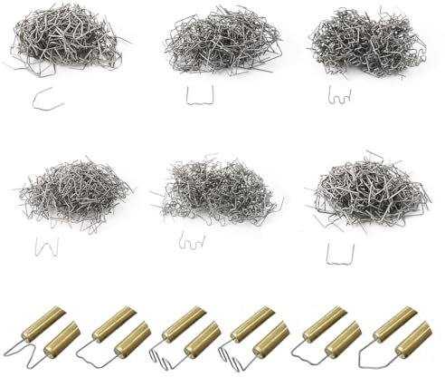 EXIN DECHEN 1200 Pièces Agrafes Chaudes, 0.6mm/0.8mm Baguettes de Soudage | Clou Agrafes Chaudes en Acier Inoxydable, Soudure Plastique Clou de Soudure pour Réparation de Pare-Chocs de Voiture