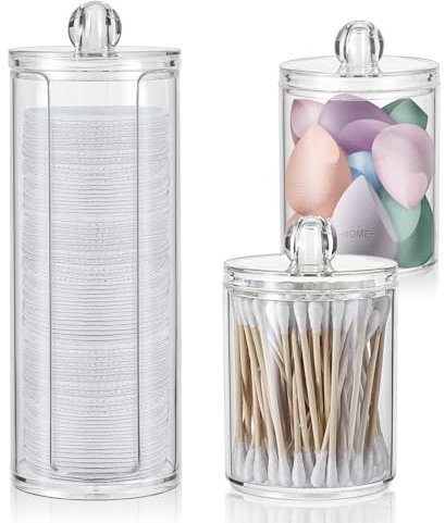 MumdoYAL 3 Stk Organizer Trucchi，Organizer Bagno，Porta Trucchi Da Bagno，Porta dischetti struccanti con coperchio,contenitore per bastoncini di cotone,per comò, bagno, camera da letto