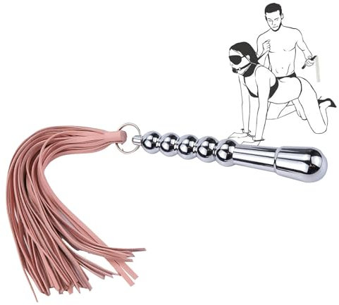BEABAG Erotik Leder Flogger Slave Flogger Peitsche, Metall Kettenpeitsche Sex Spielzeug Zubehör für Erwachsene für SM Sex Strap Flogger exspielzeug Cosplay,Pink