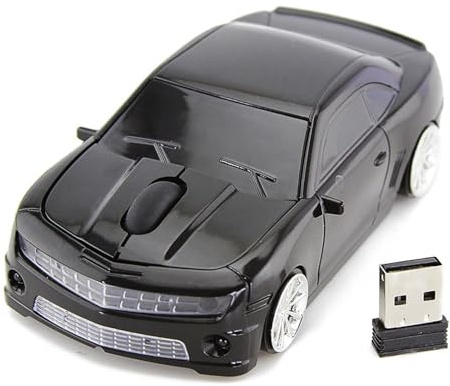 Beufee Ratón para Coche, Ratón Inalámbrico para Coche De 2,4g con Receptor USB, Ratón Inalámbrico para Juegos, Ratón Inalámbrico para Coche, Ratón Inalámbrico para Ordenador Portátil(Negro)