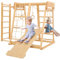 Belleur 8 in 1 Indoor Playground for Kids 1-6, Wooden Indoor Jungle Gym with Slide & Swing, Toddler Climbing Toy with Climbing Net & Monkey Bars