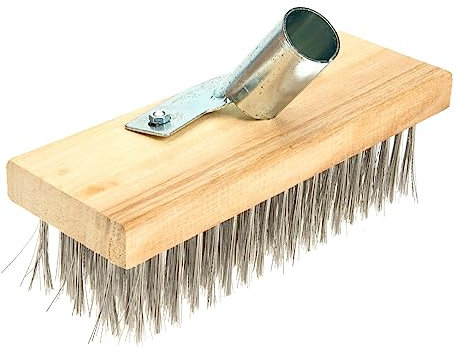 Kisangel bodenbürste aus Edelstahl Deckbürste Decker Fugenbürste steife Borste Wäscher wäschesammler Bürste mit Edelstahlborsten dusche reinigungsbürste Langen Griff Moos Rostfreier Stahl
