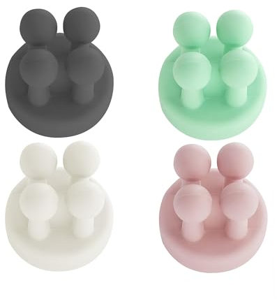 Supports de Brosse à Dents en Silicone,4 PCS Porte-brosses à Dents Porte Brosse à Dents Mural Multifonction Porte-Rasoir Auto-adhésif Crochet pour Salle de Bain Cuisine Salon Bureau