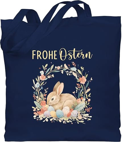 Baumwolltasche - Ostergeschenk - Frohe Ostern Niedlicher Osterhase Osterüberraschung Ostern Mitbringsel Ostern Mini Geschenke - Unisize - Navy Blau - ostergeschenke kleinigkeit zu osterartikel