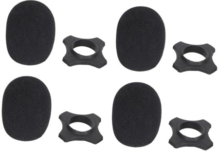 DRESSOOS Housse En ÉPonge Pour Microphone - Couvercle Anti-Chute Et Anneau En Caoutchouc Pour Protection - Accessoire Pratique Pour Studios Ktv Et Performances 4 PièCes