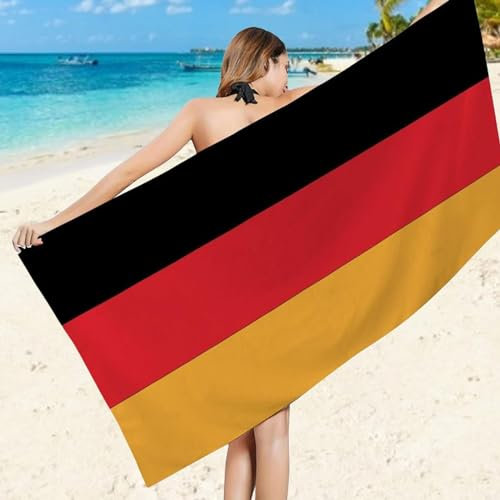 Strandtuch Deutschland-Flagge, 3D Handtuch Deutschland-Flagge Badetücher, Absorbierendem Strandtuch Mikrofaser Weich Badetuch Groß für Camping Fitnessstudio Reise Strandhandtuch 100x200 cm A5274