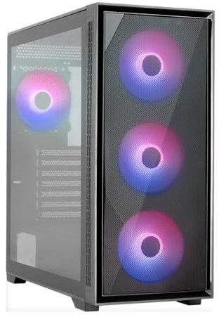 Aerocool GEOFLOW, Caja PC ATX, 4X Ventiladores ARGB 120mm, Ventana Completa Vidrio Templado, Panel Frontal Mesh, Soporte Refrigeración Líquida 360mm, Filtros Antipolvo Magnéticos, 2X USB 3.0, Negro