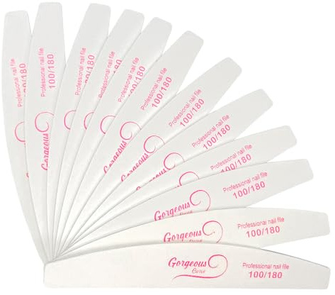 12PCS Professional Nail Files Double Sided Emery Board 100/180 Grit Washable Nail Files, Fingernail Buffering Files Manicure Tools Nail Styling Tools