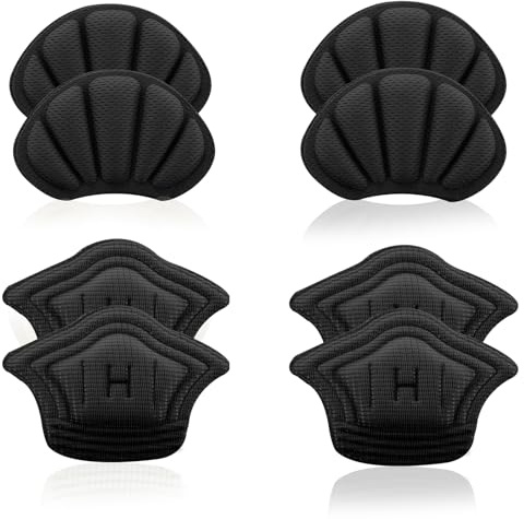 WLLHYF 4 Pairs Heel Grips Liner Cushions Inserts Self-Adhesive Foot Back Protectors Covers Guard Repair Pads for Shoe Too Big Men Women Anti Rubbing Blisters Slipping, Thickness 7mm(Black)