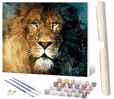 WMZPOY Malen nach Zahlen Kits für Erwachsene und Tier Löwe-2 DIY Ölgemälde digital auf Leinwand Wandkunst Dekoration Geschenk 40,6 x 50,8 cm