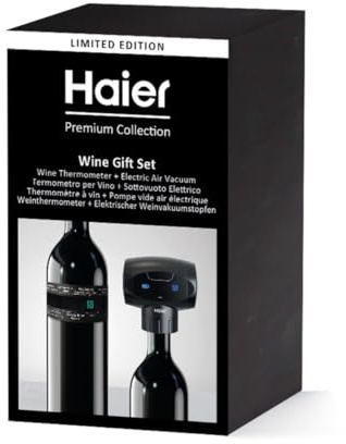 Haier Pack D'Accessoires à Vin - Pompe vide air électrique, conservez votre Bouteille jusqu'à 7 jours après ouverture - Thermomètre à vin, Indicateur de Température pour un service optimal