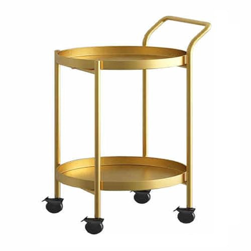 SLDAGe Beistelltische Wohnzimmer, Rollender Barwagen Mit Rädern Eleganter Servierwagen Mit Metallrahmen Für Küche, Esszimmer Oder Wohnzimmer Display Und Lagerung,Gold,2TierB