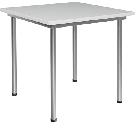 KESSLER PRO Küchentisch Höhenverstellbar, Metall, 80x80 cm Asche | Spanplatte 28 mm, höhenverstellbar, Büro, Restaurant, stabile Konstruktion, vormontiert