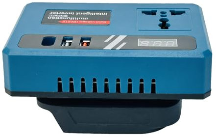 Onduleur d'alimentation pour la batterie, onduleur de batterie - Onduleur de puissance DC 18V-21V à 220V AC Convertisseur,Charger rapide, adaptateur intelligent avec 2 ports USB et 1 type-C pour la ma