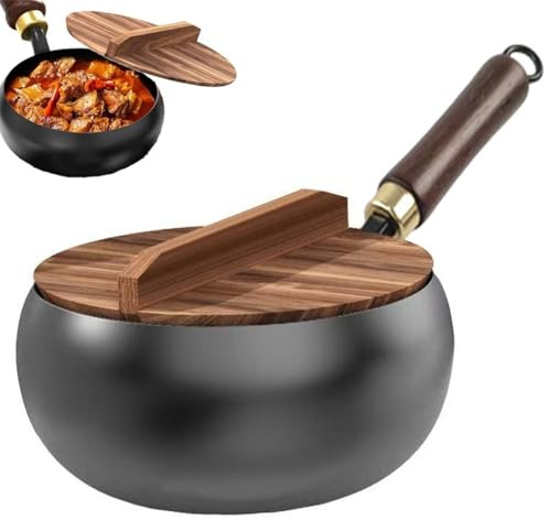 Cacerola de hierro fundido sin esmaltarAdecuado para freír a alta temperatura, guisar, hervir, función de conservación del calor, múltiples métodos de cocción, adecuado para la cocina. Black,24CM