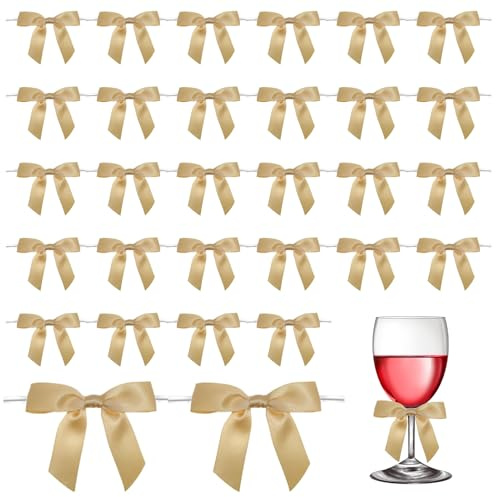 Schleife Dekoration Rosa Pink Gold Grün, Geschenkschleifen Selbstklebend, Schleifen Satinband Schleife Schultüte Luftballons Schleife Loops Ribbon, für Geschenke Weihnachten Hochzeit 30 Stück (B)