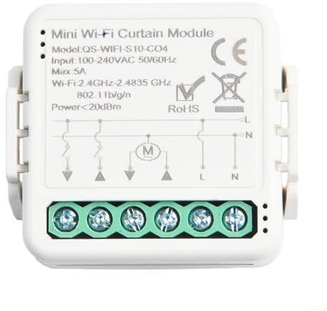 Module d'interrupteur intelligent pour volets roulants et volets, WiFi et compatible, commande vocale avec et Google Home, accès à distance via ou Smart, IP44, blanc (wifi)
