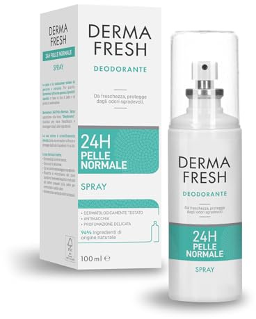 Dermafresh Deodorante Spray 24H Pelle Normale, Antimacchia, 100 ml | Profumazione Delicata, Freschezza Immediata, Dermatologicamente Testato