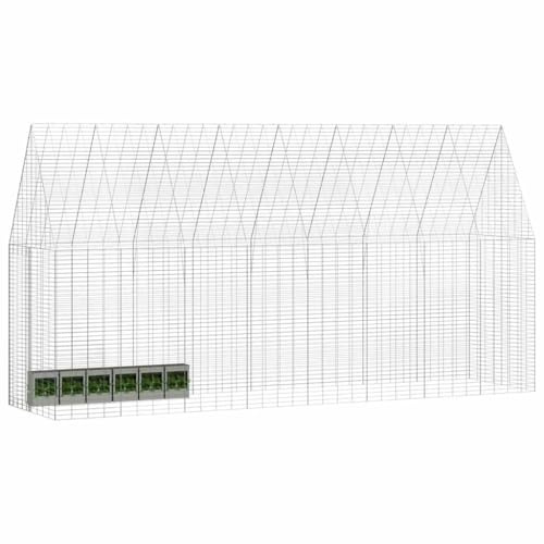 vidaXL Hasenkäfig Silber 400 x 100 x 210 cm Verzinkter Stahl