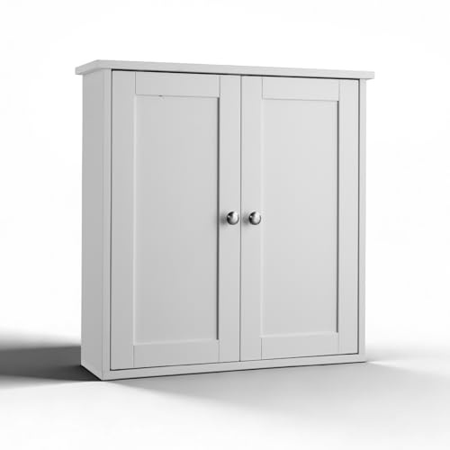 LEADZM Hängeschrank, Wandschrank mit Einer Tür, Badschrank, Küchenschrank, Medizinschrank, 60 x 18 x 60 cm (Stil 3, Weiß)