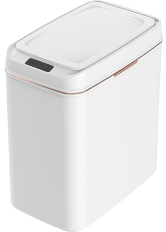 Generisch Cubo de basura de baño con tapa | Contenedor de sensor inteligente sin contacto | Cubo de basura cuadrado delgado | para inodoro, oficina, dormitorio, salón, hogar, hotel, apartamento