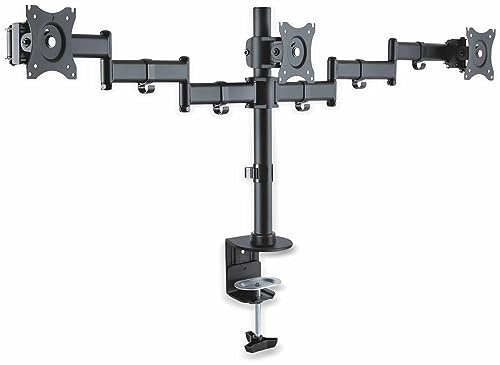 PureMounts Monitorhalterung Tischhalterung 17-32 Zoll VESA 75 100 Halterung | Monitor Halter für 17-32 Zoll Displays, VESA 75 100, neigbar, schwenkbar, höhenverstellbar, Halterung für 3 Bildschirme