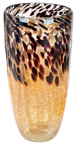 GILDE große Vase Glasvase Gross Standvase - Deko Vase für Pampasgras, Äste, Blumen – Herbstdeko Geschenk Weihnachten Geburtstag Hochzeitsgeschenk – Boden Vase groß handgefertig Höhe 36,5 cm Ø 18 cm
