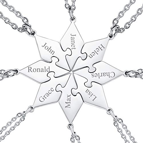 FaithHeart personalisierte Puzzle Anhänger DIY Namenskette aus Edelstahl BFF Freundschaftskette Familienkette mit Gravur Puzzle Kette für 2/3/4/5/6/7/8