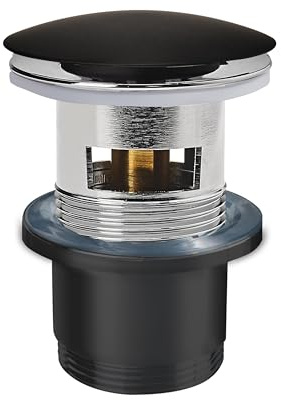 Wirquin 30722855 Bonde Lavabo noire avec Trop-Plein avec Corps de Bonde | Vasque encastrée, design, fermeture Quick-Clac, laiton noir mat, étanche, installation facile, entretien facile
