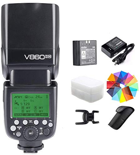 GODOX V860II-N Kit I-TTL GN60 2.4G HSS 1/8000s Li-ion Battery Camera Flash Speedlite Light Compatible with D800 D700 D7100 D5200 D300 D300S D3200 D3100 D200 D70S D810 D610 D90 D750 (V860II-N)