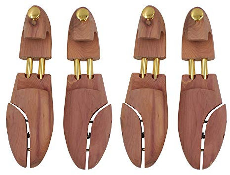 DEPABABA Árboles de cedro para zapatos para hombre, madera, tubo doble, paquete de 2, tallas 7-14, De madera, XL(Fits Shoe Size 12-14)