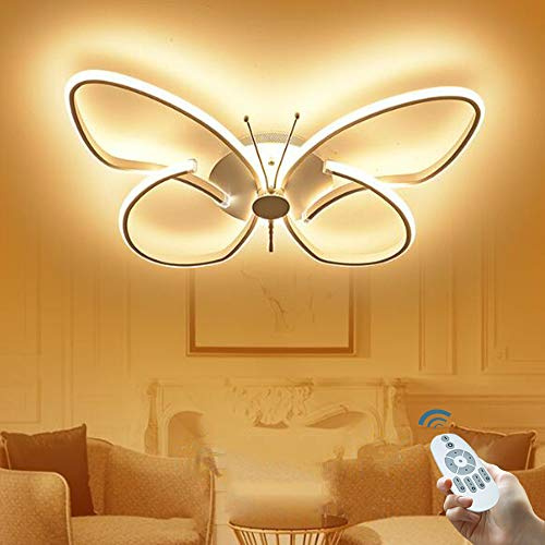 FUMIMID Kinderlampe LED Deckenleuchte Kinderzimmer Mädchen Jungen Schlafzimmer Deko Deckelampe Schmetterling Acryl Design Kronleuchter Für Wohnzimmer Schlafzimmer Flur Mit Fernbedienung,Dimmbar,64cm
