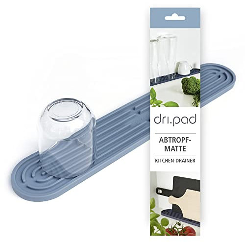 Sanni Shoo Abtropfmatte Silikon schmal, Matte für Spülbecken, Antibakteriell und hitzebeständig, Silikonmatte Küchenspüle für Bretter, Wein-Gläser, Flaschen und Camping, blau