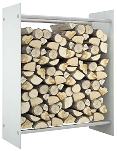 Feuerholzständer Brennholzregal Feuerholzregal Kaminholzhalter Kaminholzständer Holzkorb Holzregal Kaminholzregal Weiß 80x35x100 cm Hartglas