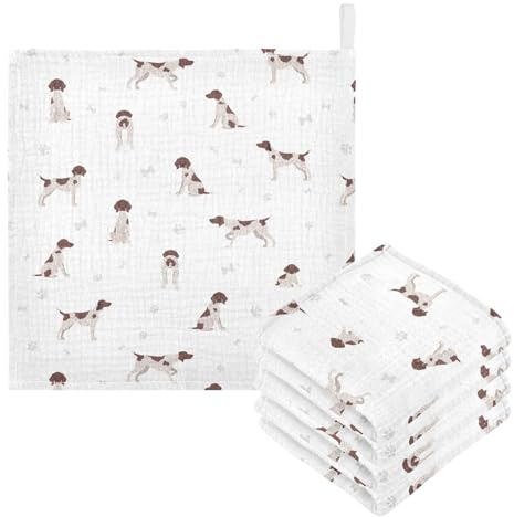 Baby tvättlappar bomull tysk korthårig pekare baby muslin tvättlappar valp mjuk baby ansiktshandduk för nyfödda spädbarn baby våtservetter, 30 x 30 cm, 3-pack